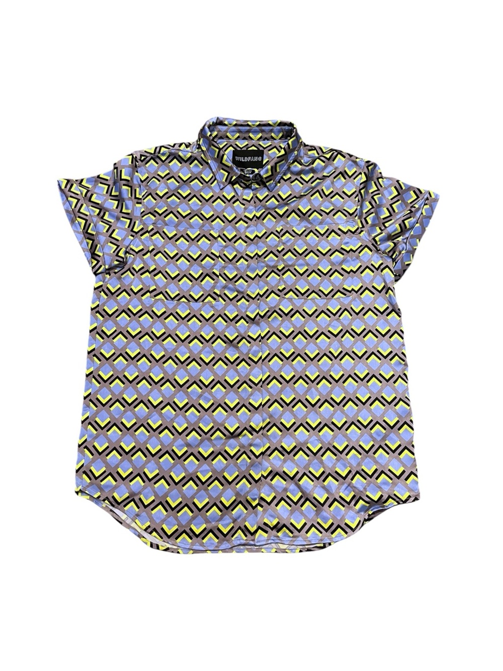 Wildfang The Empower Satin Short Sleeve Button Up Shirt NEW NWT